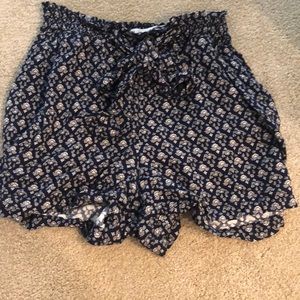 blue shorts with print